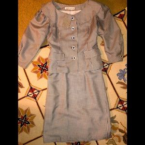 Two-piece Pure Silk Black&White Dress